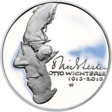 Nevydané mince Jiřího Harcuby - Otto Wichterle 34mm stříbro Proof